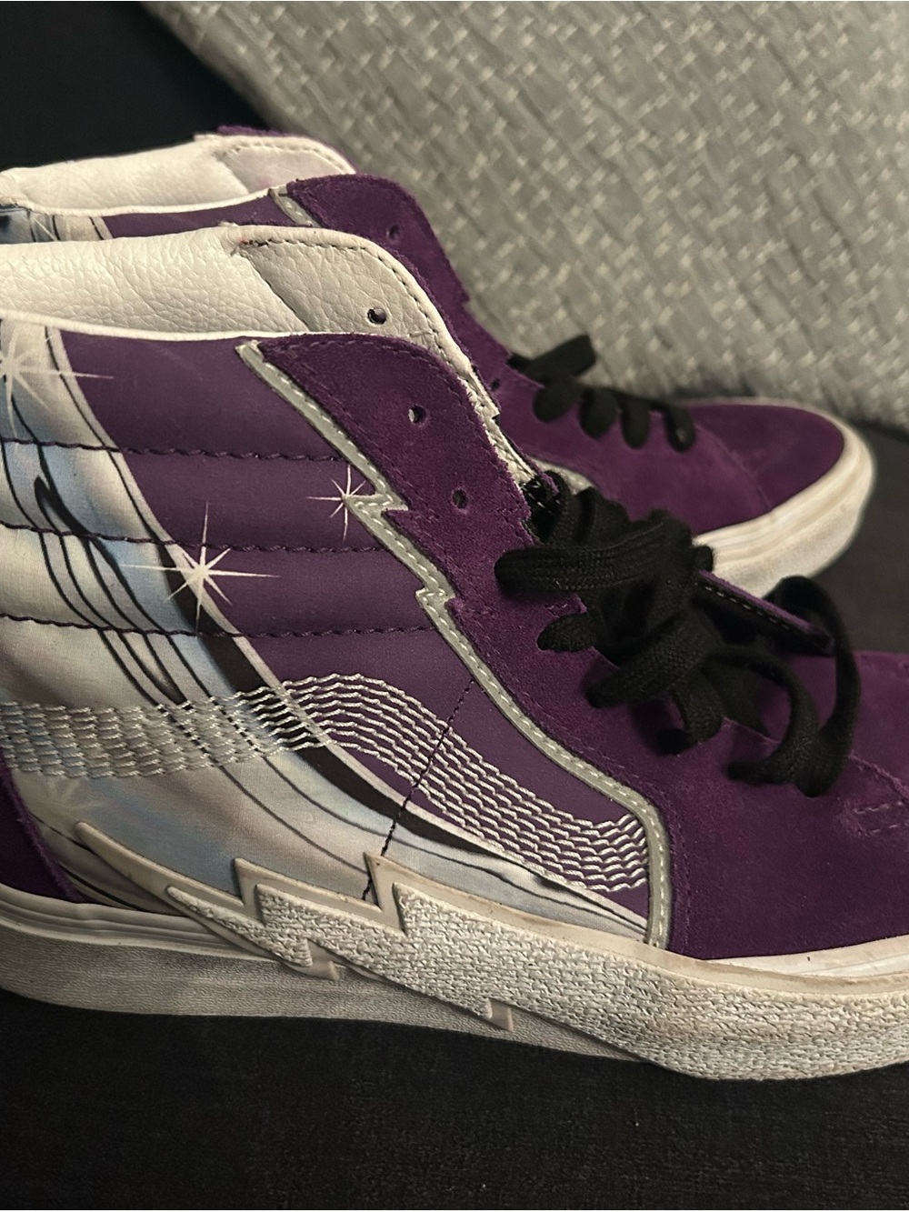Vans Purple High-Top Sneakers with lightning bolt Accents